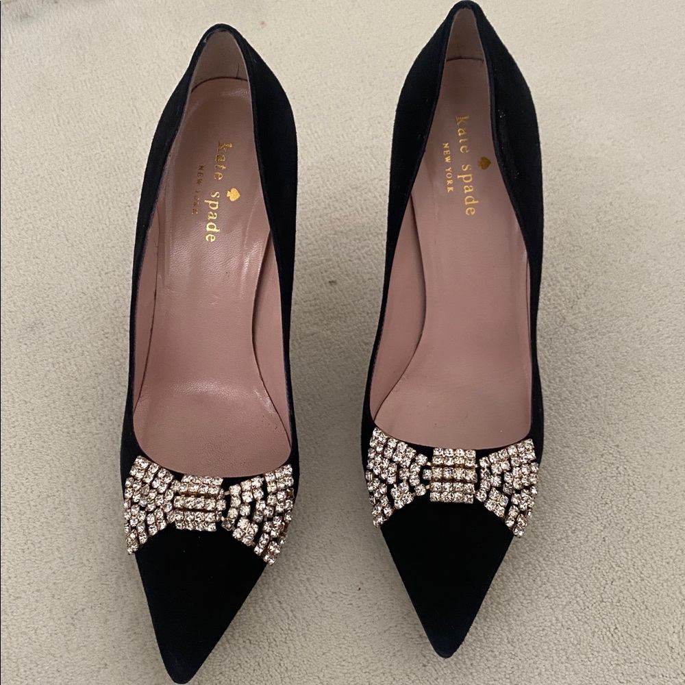 Kate Spade Black Heels with Gold Embellishments
